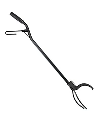 Indoor/Outdoor Fireplace or Fire Pit Heavy-Duty Steel Spring Lever Firewood Log Grabber Tool - 36" - Black