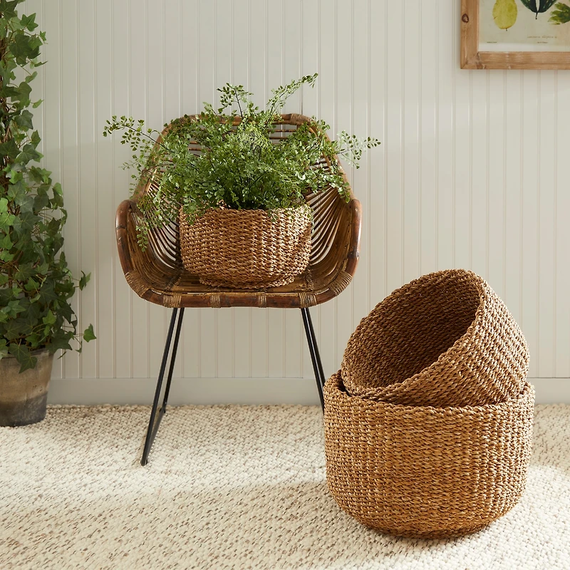 Seagrass Cylindrical Baskets Set of 3