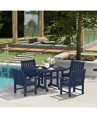 WestinTrends 5-Piece Hdpe Outdoor Patio Chair and Square Table Dining Set