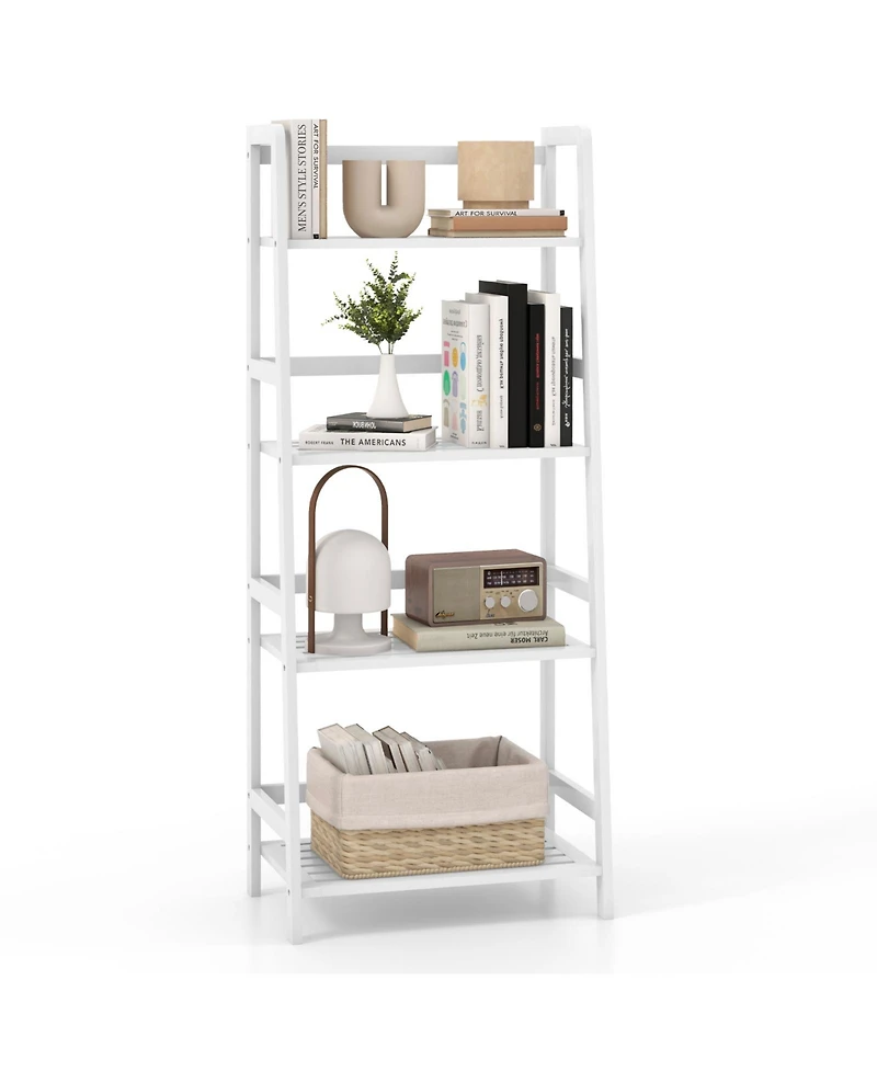 Gouun 47.5 Inch 4-Tier Multifunctional Bamboo Bookcase Storage Stand Rack