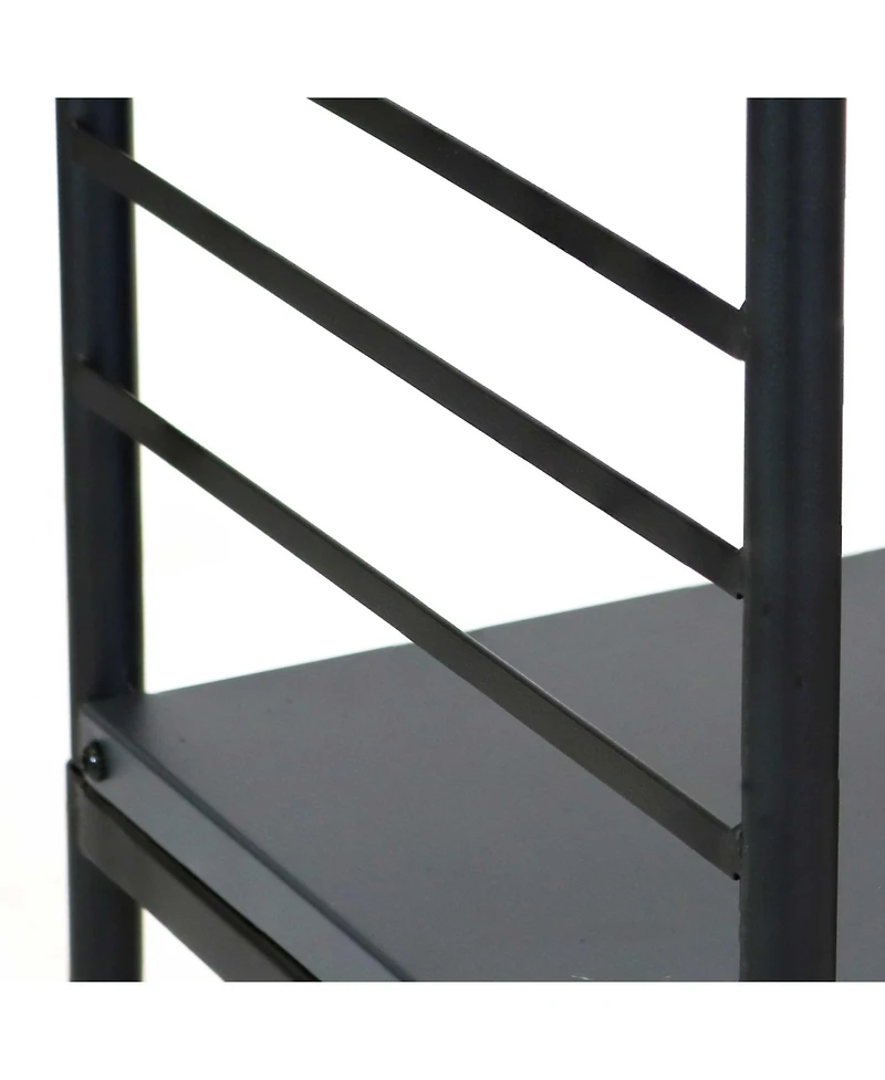 Indoor/Outdoor Iron and Steel Modern Rounded Edge Fire Pit or Fireplace Firewood Log Rack Storage -36" - Black