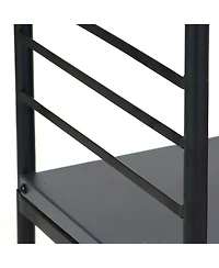 Indoor/Outdoor Iron and Steel Modern Rounded Edge Fire Pit or Fireplace Firewood Log Rack Storage -36" - Black