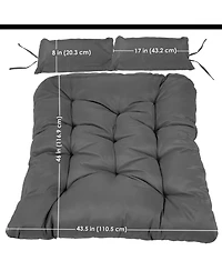 Andrei 2-Person Egg Chair Cushion Replacement - 3-Piece Double Egg Chair Outdoor Cushion and Pillow Set - Dark Gray