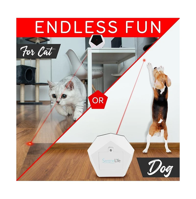 SereneLife Smart Interactive Pet Laser Toy, Handheld & Automatic Modes