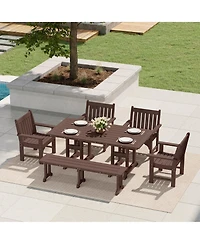 WestinTrends 6-Piece Hdpe Outdoor Rectangle Dining Patio Table and Chairs Set
