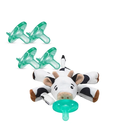 Philips Avent Soothie snuggle, 0m+, cow + Soothie Green 4 Pack
