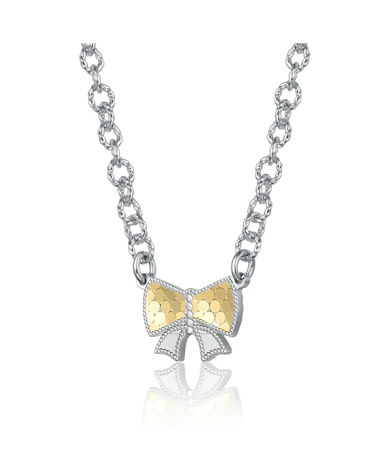Rachel Glauber Two-Tone Graceful Bond Bow Tie Necklace