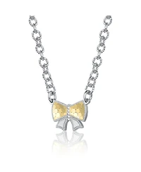 Rachel Glauber Two-Tone Graceful Bond Bow Tie Necklace