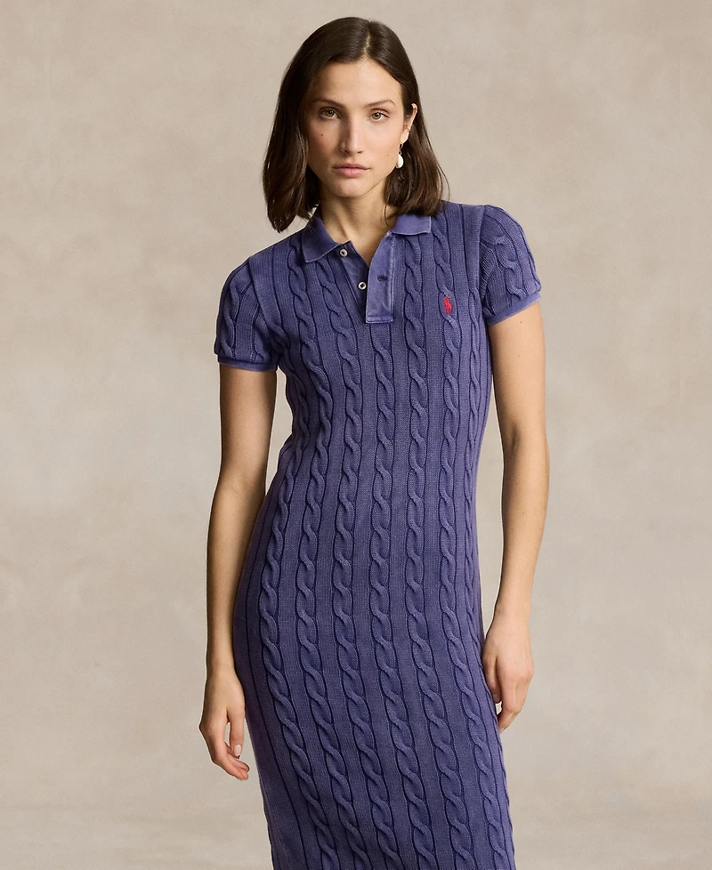 Polo Ralph Lauren Women's Cable-Knit Cotton Polo Midi Dress