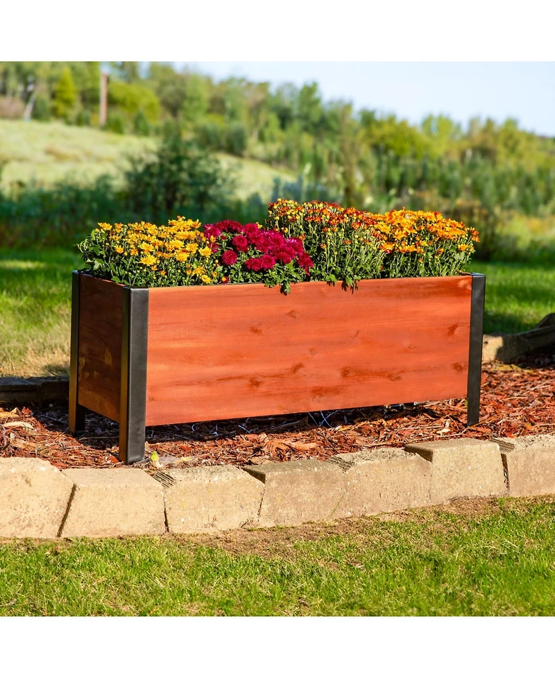 Acacia Wood Raised Garden Bed with Removable Planter Bag - 14.75" H