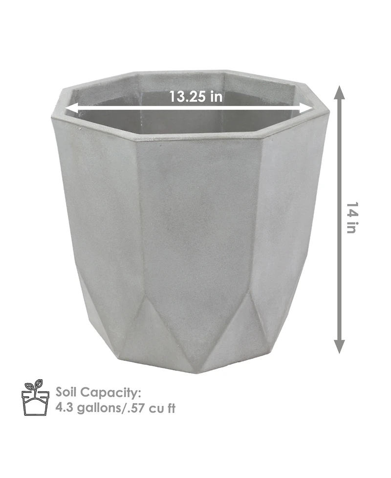 Indoor/Outdoor Modern Faceted Polyresin Flower Pot Planter - 14.75"