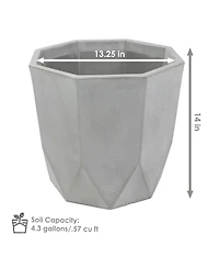 Indoor/Outdoor Modern Faceted Polyresin Flower Pot Planter - 14.75"