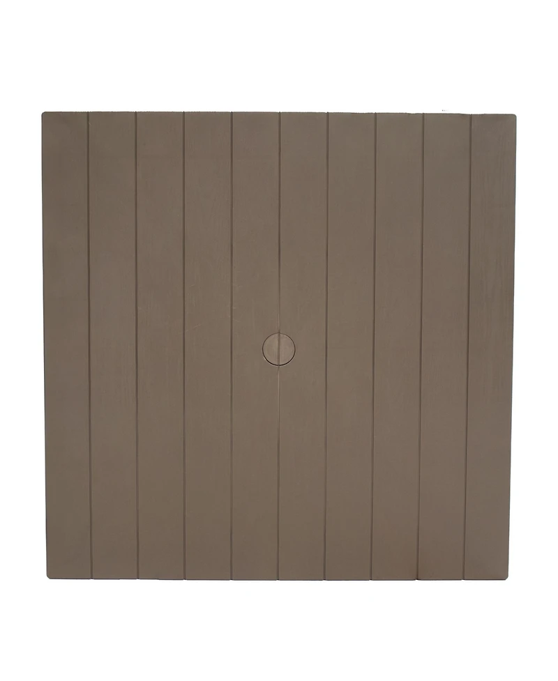 Outdoor Square Polypropylene Patio Dining Table with Faux Woodgrain Top - Champagne - 29.5"