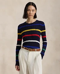 Polo Ralph Lauren Women's Striped Cable-Knit Cotton Sweater