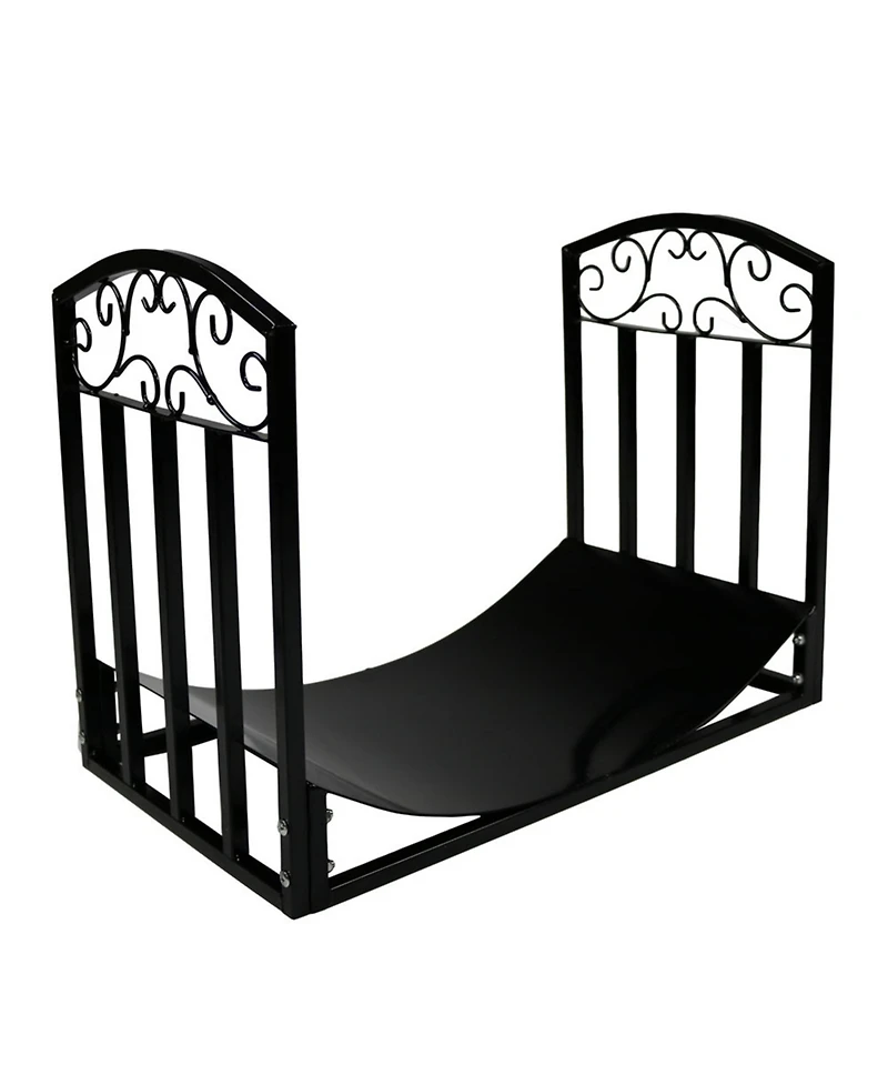 Indoor/Outdoor Heavy-Duty Powder-Coated Steel Fire Pit or Fireplace Firewood Log Rack Holder - 2' - Black