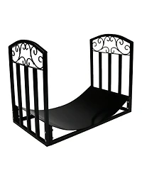 Indoor/Outdoor Heavy-Duty Powder-Coated Steel Fire Pit or Fireplace Firewood Log Rack Holder - 2' - Black