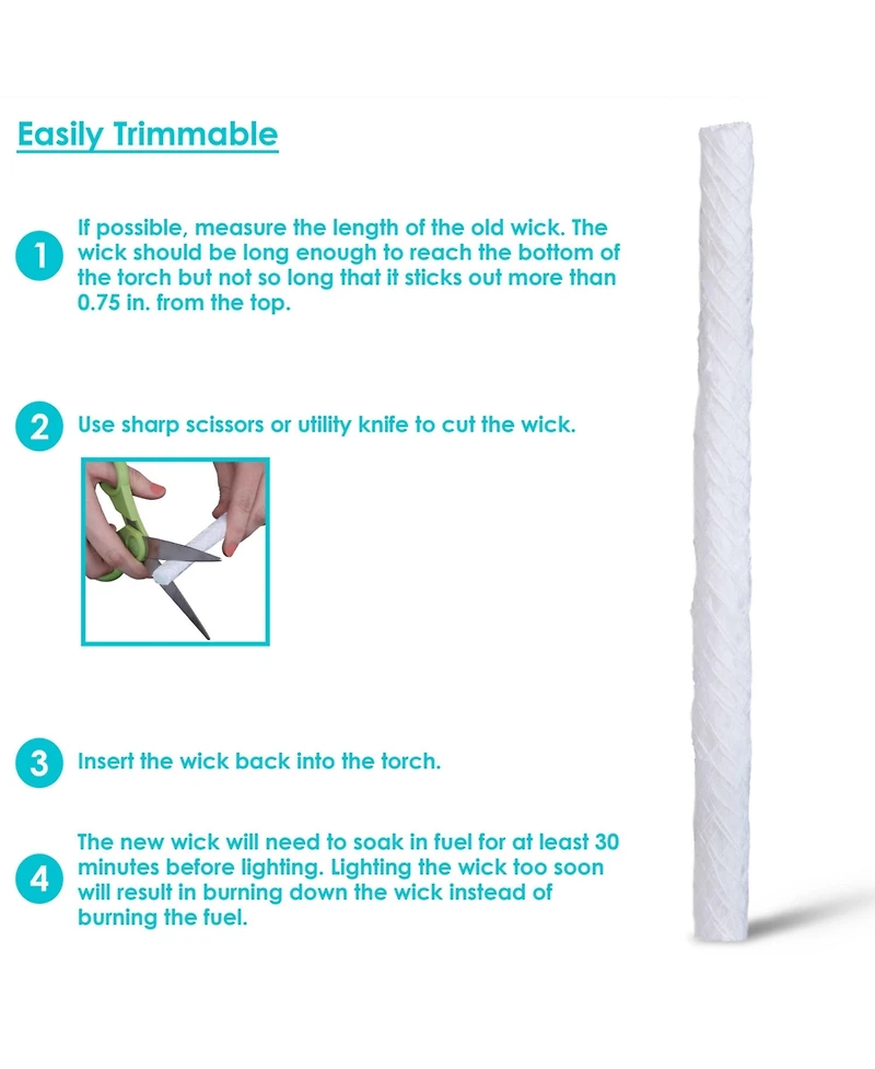 Outdoor Long-Lasting Replacement Fiberglass Tiki Torch Oil Lamp Lantern Wick Strings