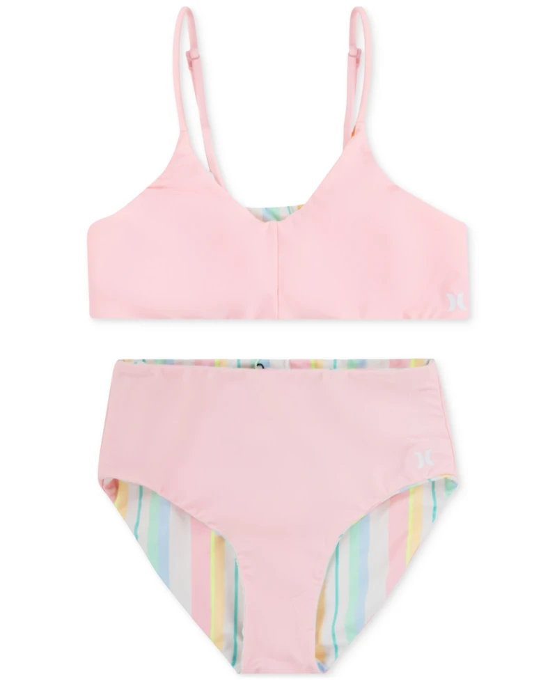 Hurley Big Girls 2-Pc. Reversible Triangle Bikini Top & Bottoms Set
