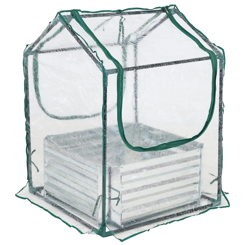 Steel Raised Garden Bed with Pvc Greenhouse Cover - Clear