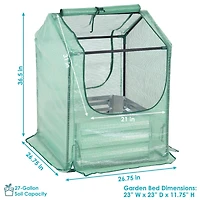 Steel Raised Garden Bed with Greenhouse Cover - Green