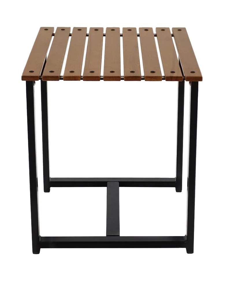 European Chestnut Rectangular Side Table with Steel Frame