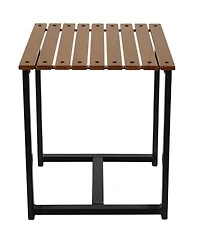 European Chestnut Rectangular Side Table with Steel Frame