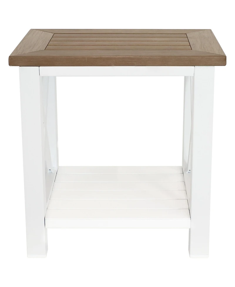 Farmhouse Multi-Purpose Rustic Side Table with Shelf - Brown/White