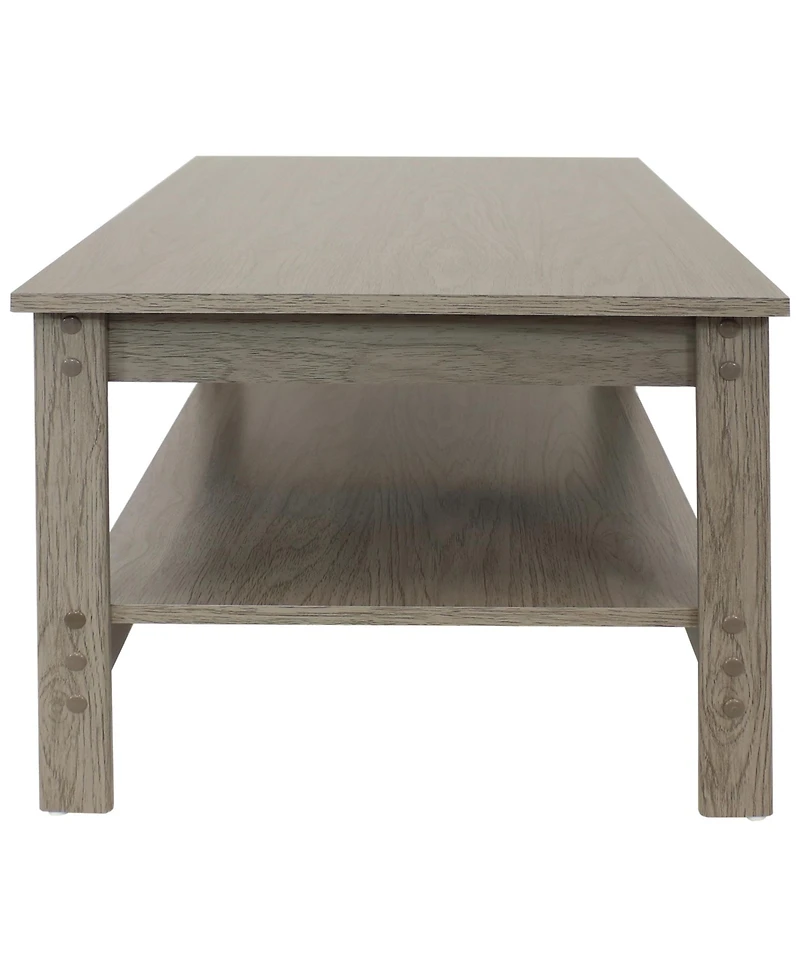 Mdf Indoor Coffee Table with Lower Shelf - 16" H - Thunder Gray