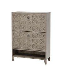 Tribesigns Shoe Cabinet with 2 Flip Drawers, Narrow Storage Organizer for Entryway, Freestanding Wood Rack Adjustable Shelves
