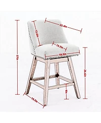 Set of 2 Counter Height Swivel Bar Stools, 26" Upholstered Chairs with 360° Swivel-The Pop Home