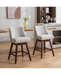 Set of 2 Counter Height Swivel Bar Stools, 26" Upholstered Chairs with 360° Swivel-The Pop Home