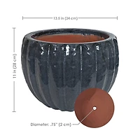 Round Ceramic Planter - Black Mist - 13.5"