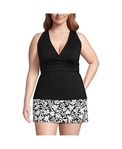 Lands' End Plus V-Neck Plunge X Back Tankini Top
