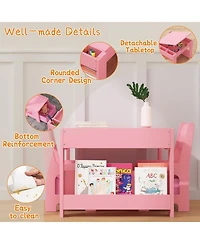 gaomon Kids Table and Chair Set,4-in-1 Wooden Activity Table