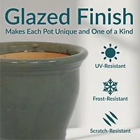 Studio Outdoor/Indoor High-Fired Glazed Uv- and Frost-Resistant Ceramic Planters with Drainage Holes