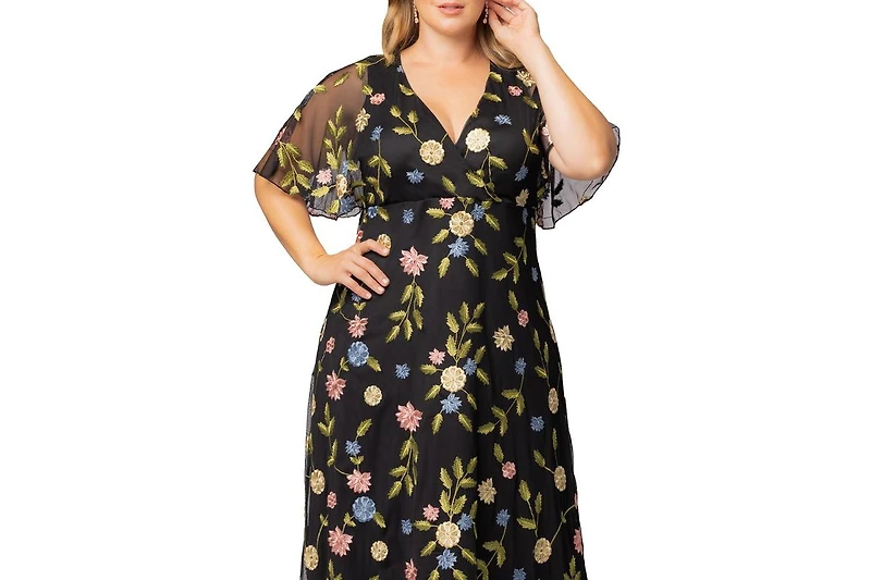 Kiyonna Women's Plus Embroidered Elegance Evening Gown