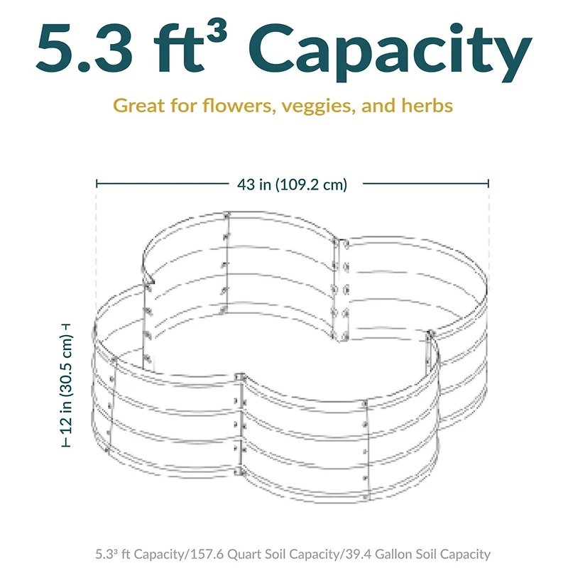 Galvanized Steel 4-Leaf Clover-Shaped Raised Garden Bed