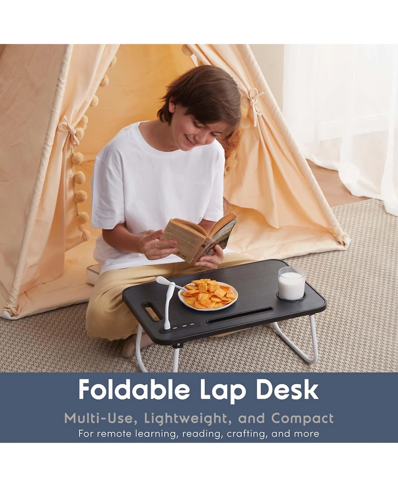 Nestl Foldable & Lightweight Lap Desk with Usb Ports - Ideal for Working, Reading, or Eating