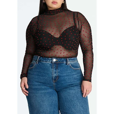 Eloquii Women's Mesh Heart Top