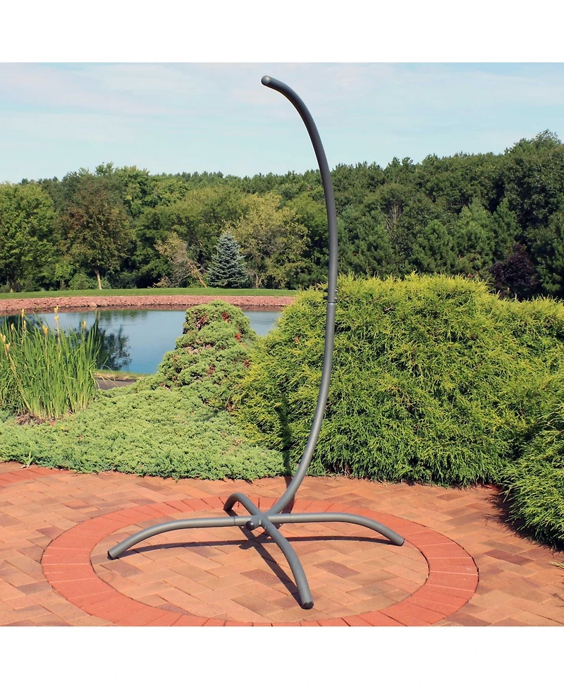 Durable Steel Egg Chair Stand with Curved Leg Base, Hardware, and Powder-Coated Finish - 78" H - Gray