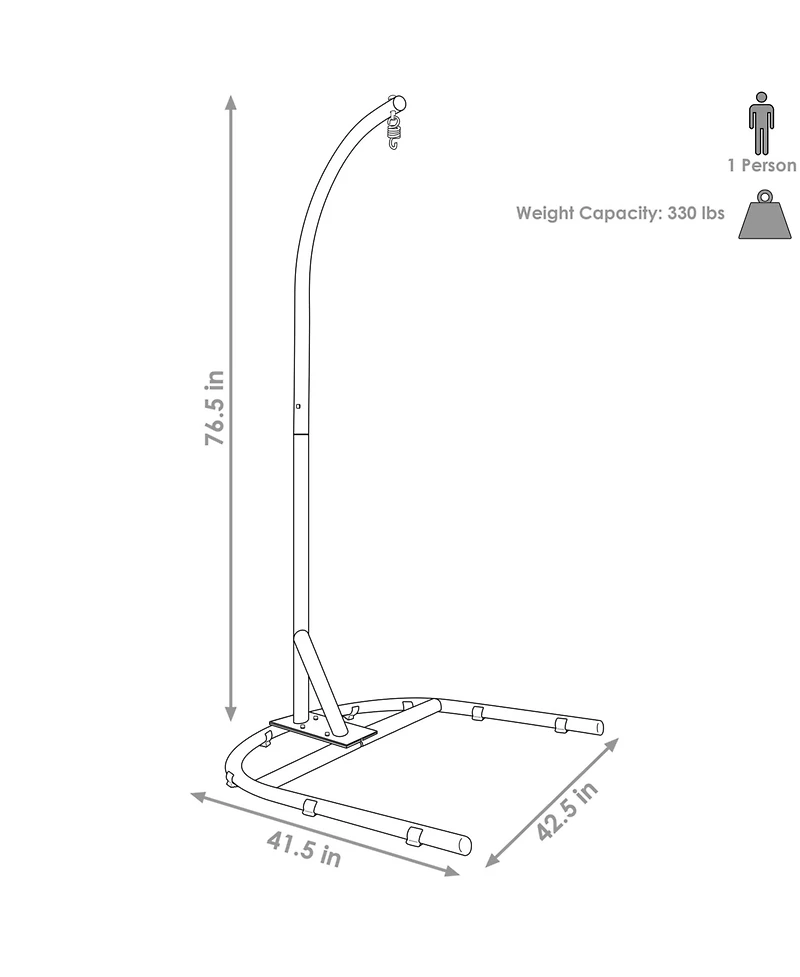 Outdoor Durable Powder-Coated Steel U-Shaped Hanging Egg Chair Swing Stand - 76" - Black