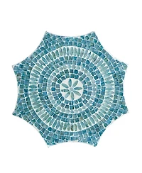 Stool Table with Capiz Shell Inlay and Floral Geometric Design Elegant and Unique Accent for Living Room or Bedroom