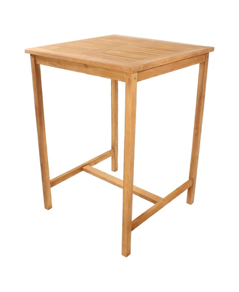 2-Person Solid Teak Wood Square Patio Bar Table - For Indoor or Outdoor Use - 31" Square x 43.5" H