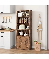 gaomon Tall Bookcase with Doors, 4-Tier Wooden Bookshelf