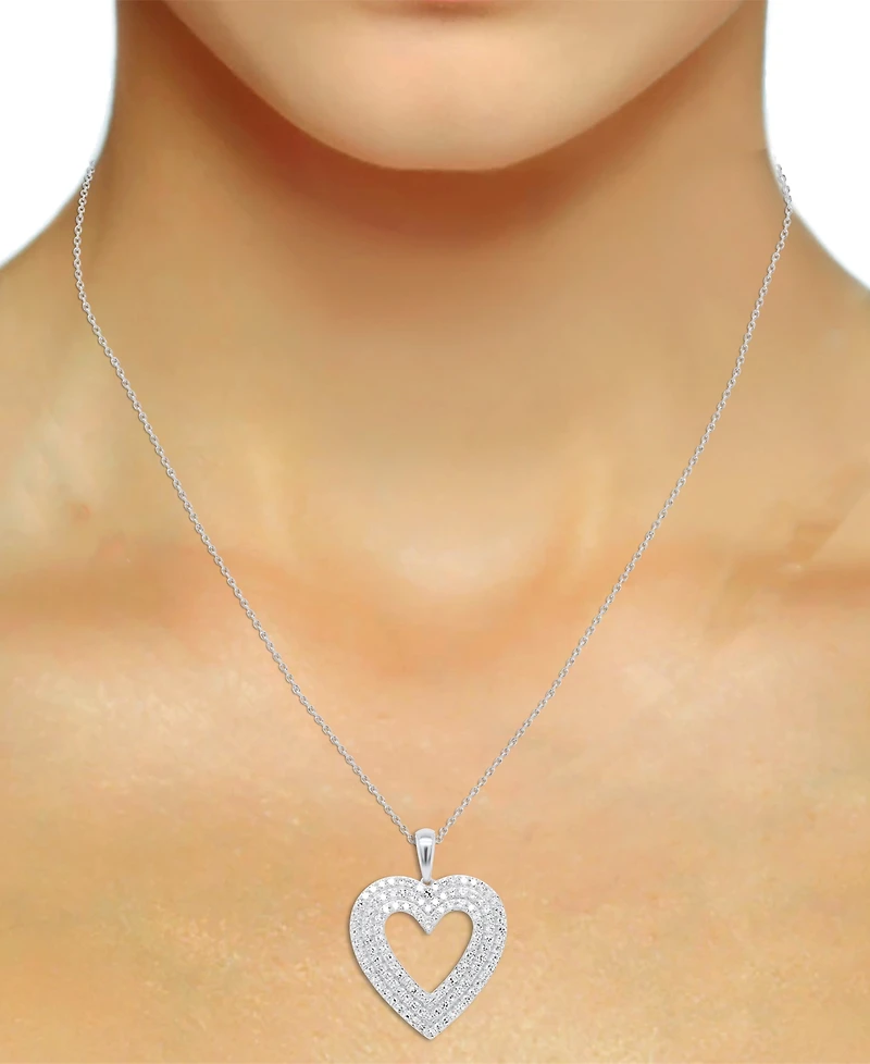 Forever Grown Diamonds Lab-Grown Diamond Heart Pendant 18" Necklace (2 ct. t.w.) in Sterling Silver or 14k Gold-Plated Sterling Silver