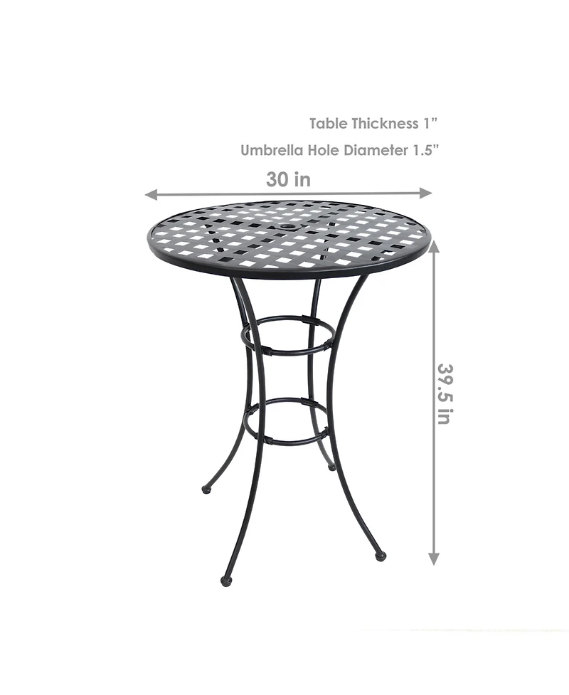 Elegant Round Wrought Iron Bar Table -30" Diameter x 39.5" H - Black