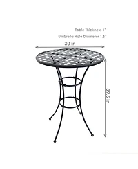 Elegant Round Wrought Iron Bar Table -30" Diameter x 39.5" H - Black
