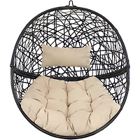 Outdoor Resin Wicker Patio Jackson Hanging Basket Egg Chair Swing with Cushions and Headrest - 2pc