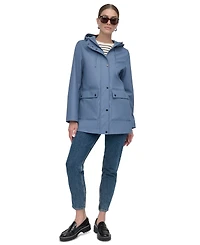 Dkny Women's Hooded Zip-Front Water-Resistant Raincoat