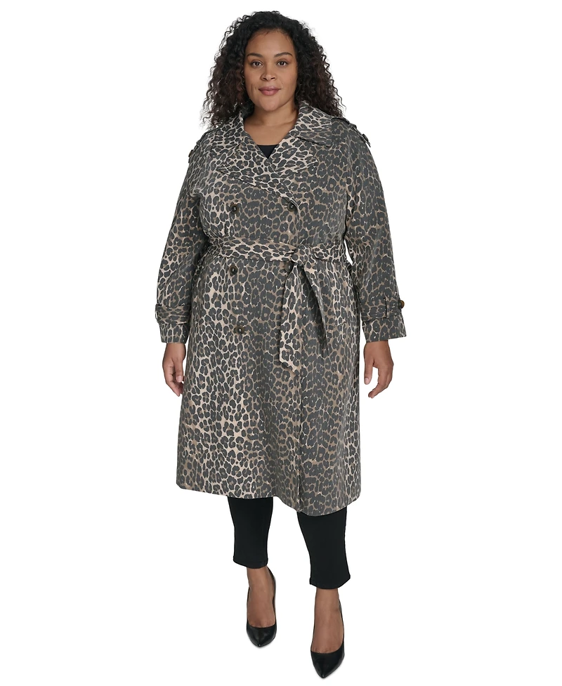 Dkny Plus Size Belted Double-Breasted Trench Coat